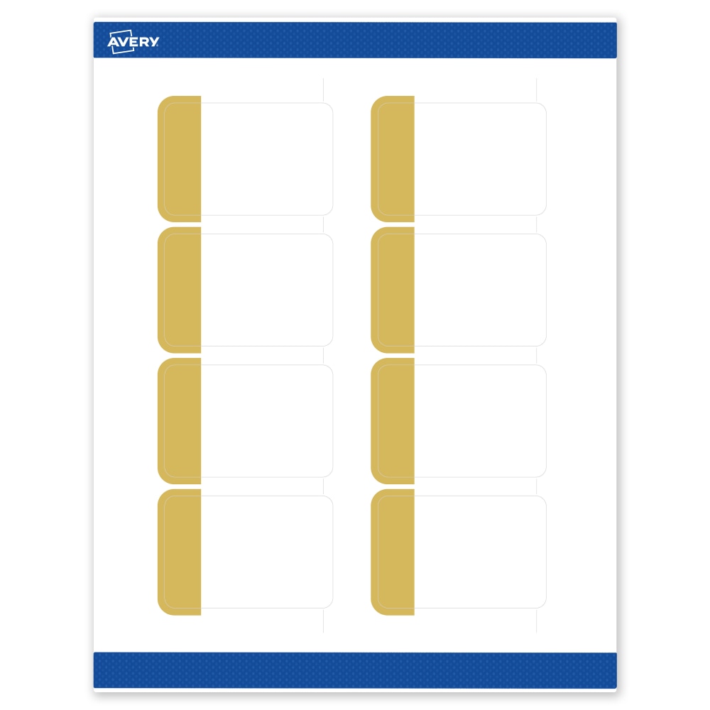 Avery Print-To-The-Edge Labels & Sure Feed, S00-DJK-PRWMP10, 2in x 3in, Matte White, Preprinted Dipped Gold Edge Design, Pack Of 80 MPN:S00-DJK-PRWMP10