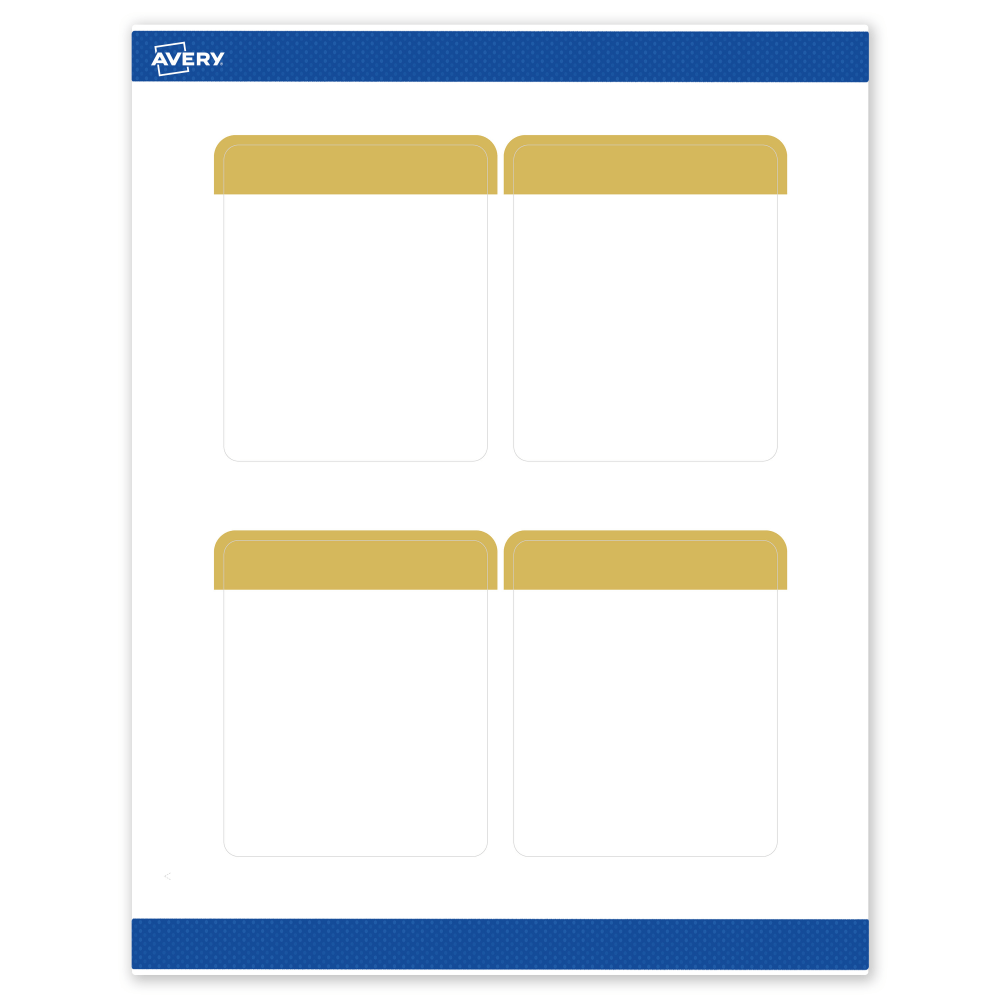 Avery Print-To-The-Edge Labels & Sure Feed, S00-DJM-PRWMP10, 4in x 3-1/3in, Matte White, Preprinted Dipped Gold Edge Design, Pack Of 40 MPN:S00-DJM-PRWMP10
