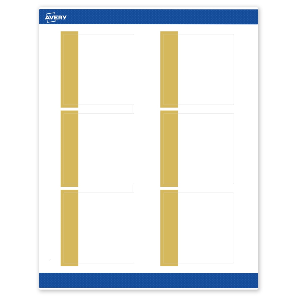 Avery Print-To-The-Edge Labels & Sure Feed, S00-DJQ-PRWMP10, 3in x 3in, Matte White, Preprinted Dipped Gold Edge Design, Pack Of 60 MPN:S00-DJQ-PRWMP10