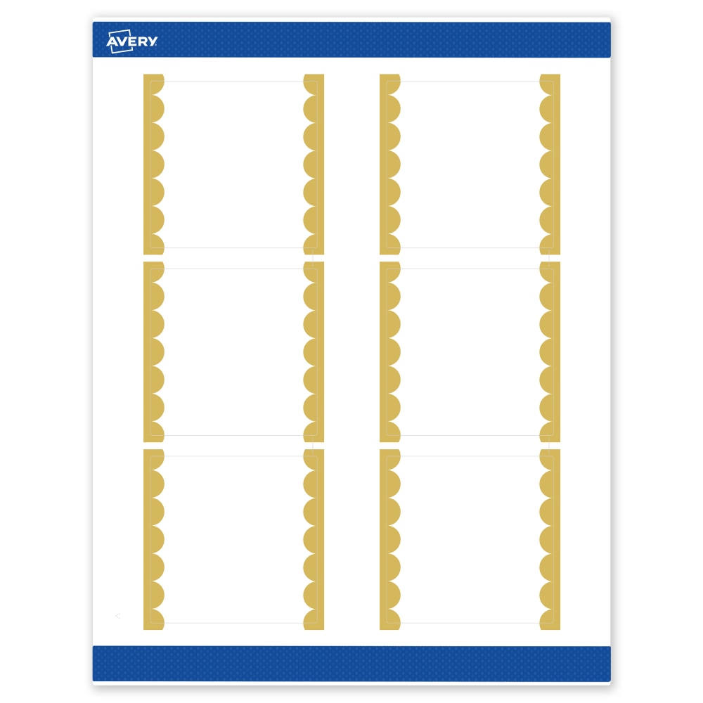 Avery Print-To-The-Edge Labels & Sure Feed, S00-DK2-PRWMP10, 3in x 3in, Matte White, Preprinted Gold Dots Edge Design, Pack Of 60 MPN:S00-DK2-PRWMP10