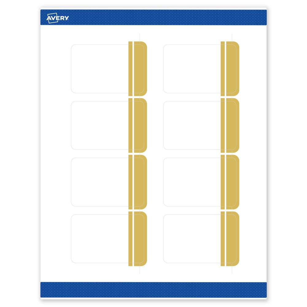 Avery Print-To-The-Edge Labels & Sure Feed, S00-DK9-PRWMP10, 2in x 3in, Matte White, Preprinted Double Dipped Gold Edge Design, Pack Of 80 MPN:S00-DK9-PRWMP10