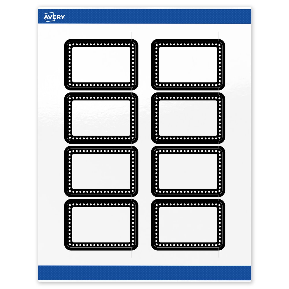 Avery Print-To-The-Edge Labels & Sure Feed, S00-DKM-PRWGP10, 2inx 3in, Glossy White, Preprinted Black & White Polka Dots Design, Pack Of 80 MPN:S00-DKM-PRWGP10
