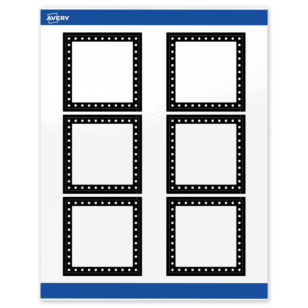Avery Print-To-The-Edge Labels & Sure Feed, S00-DKR-PRWGP10, 3in x 3in, Glossy White, Preprinted Black & White Polka Dots Design, Pack Of 60 MPN:S00-DKR-PRWGP10