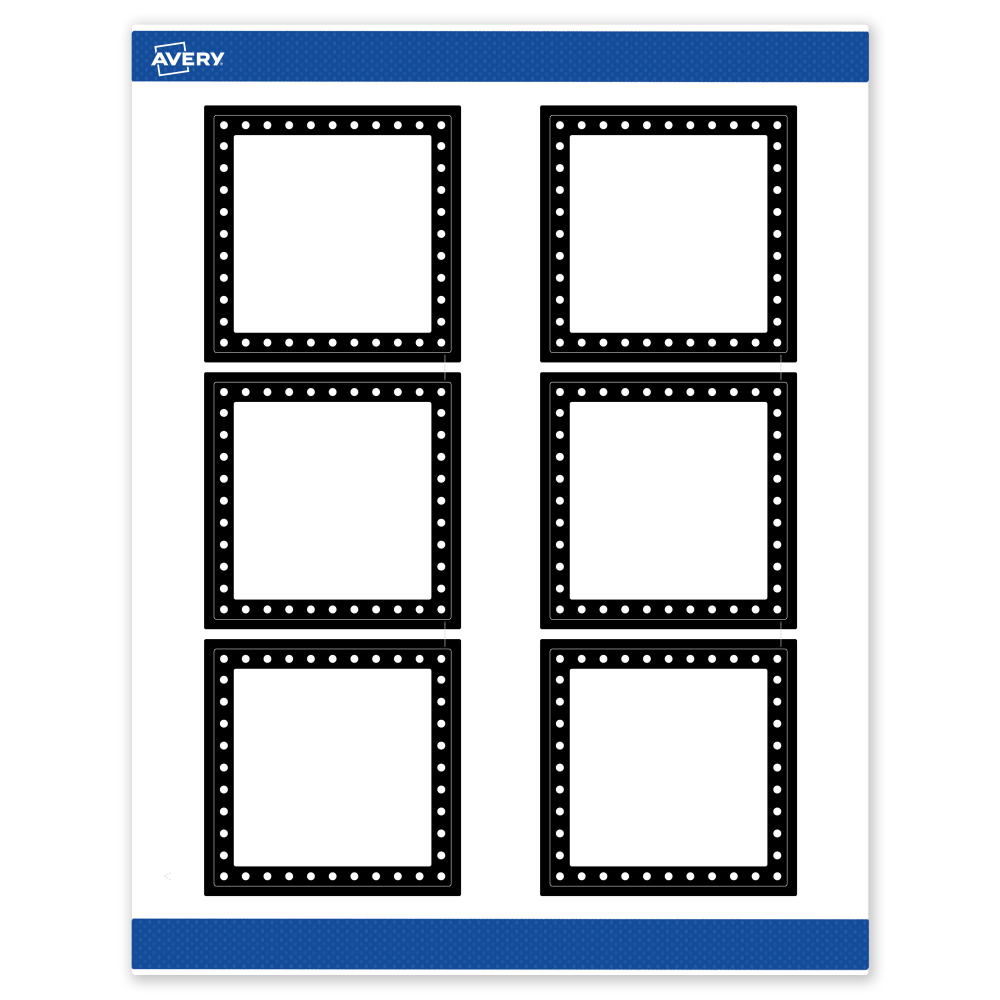 Avery Print-To-The-Edge Labels & Sure Feed, S00-DKR-PRWMP10, 3in x 3in, Matte White, Preprinted Black & White Polka Dots Design, Pack Of 60 MPN:S00-DKR-PRWMP10