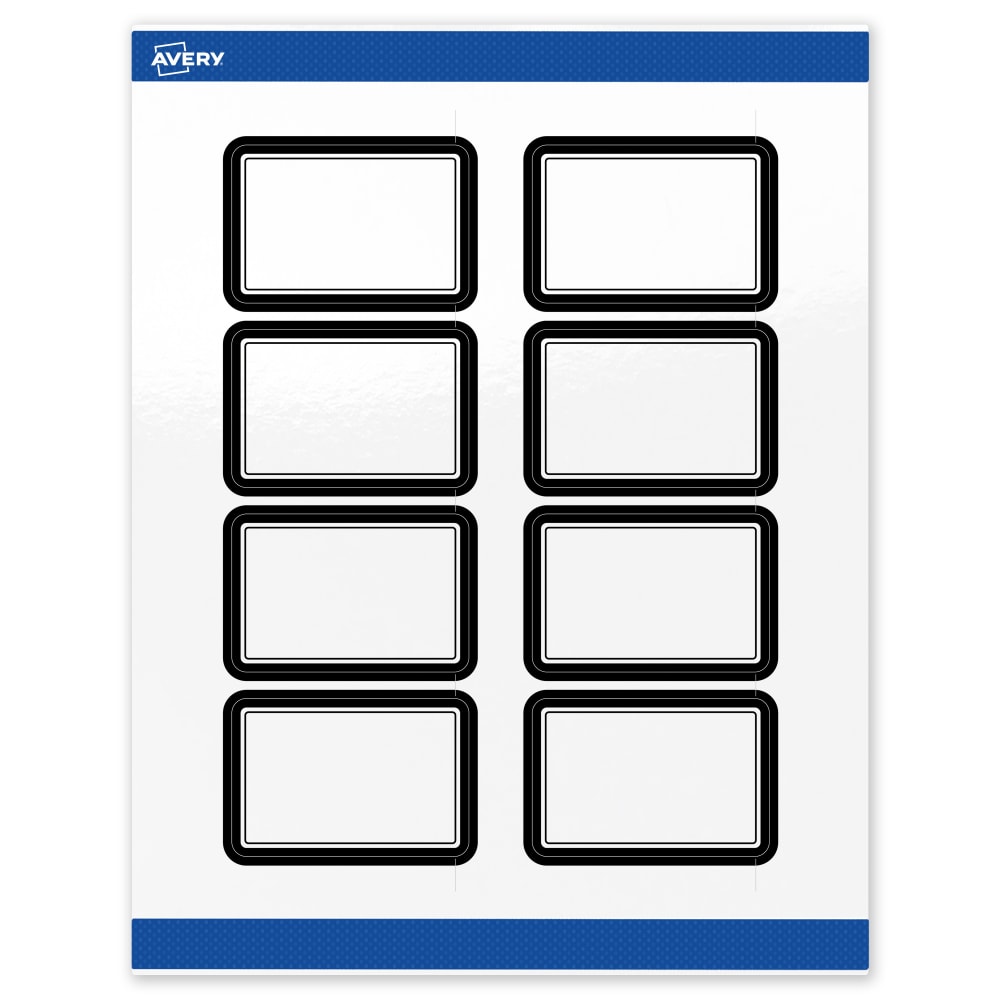 Avery Print-To-The-Edge Labels & Sure Feed, S00-DKZ-PRWGP10, 2inx 3in, Glossy White, Preprinted Double Black Border Design, Pack Of 80 MPN:S00-DKZ-PRWGP10