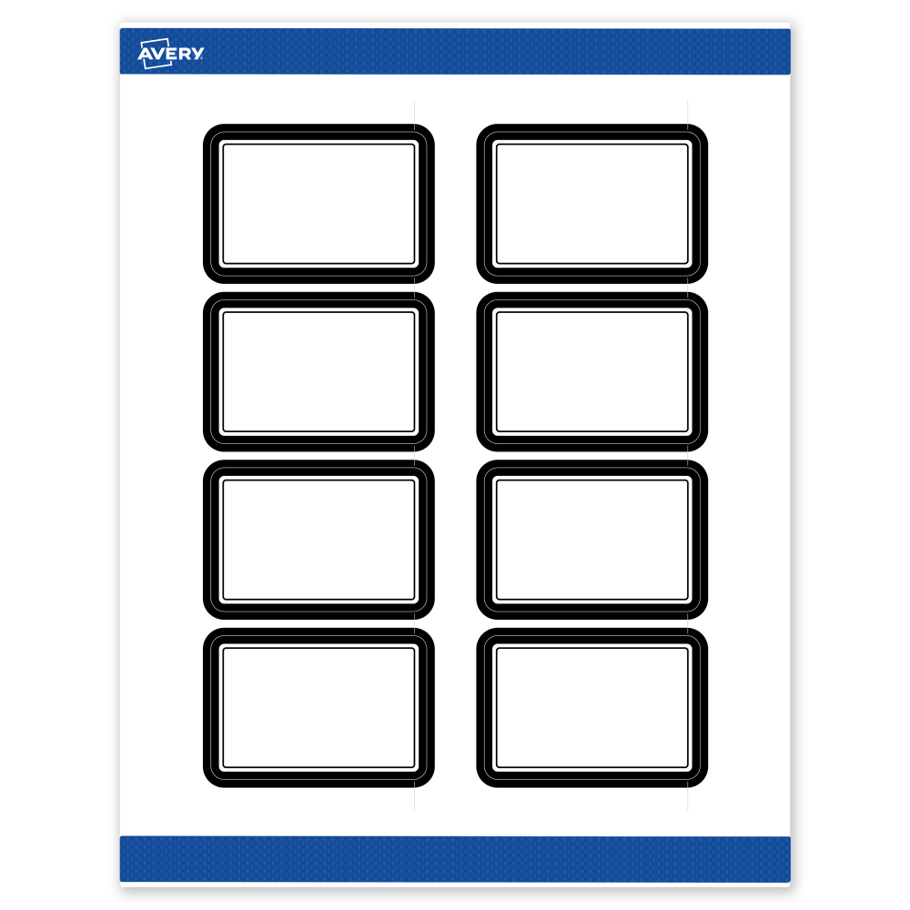 Avery Print-To-The-Edge Labels & Sure Feed, S00-DKZ-PRWMP10, 2in x 3in, Matte White, Preprinted Double Black Border Design, Pack Of 80 MPN:S00-DKZ-PRWMP10