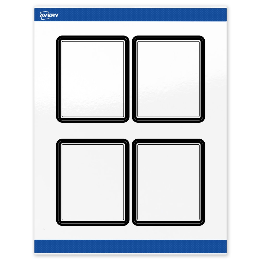 Avery Print-To-The-Edge Labels & Sure Feed, S00-DM0-PRWGP10, 4in x 3-1/3in, Glossy White, Preprinted Double Black Border Design, Pack Of 40 MPN:S00-DM0-PRWGP10