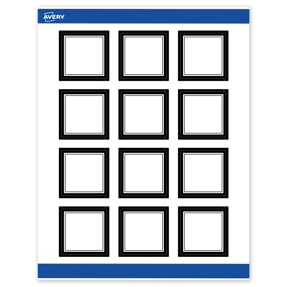 Avery Print-To-The-Edge Labels & Sure Feed, S00-DM2-PRWMP10, 2in x 2in, Matte White, Preprinted Double Black Border Design, Pack Of 120 MPN:S00-DM2-PRWMP10