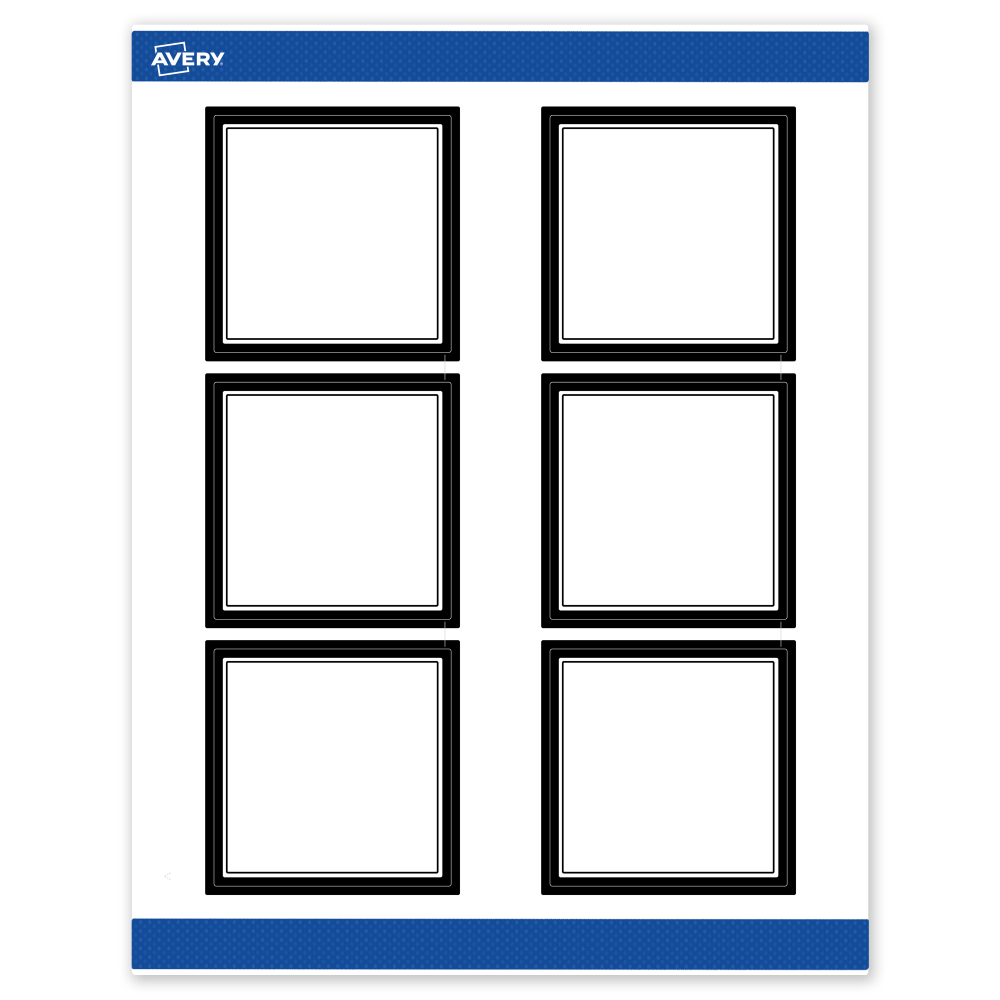 Avery Print-To-The-Edge Labels & Sure Feed, S00-DM3-PRWMP10, 3in x 3in, Matte White, Preprinted Double Black Border Design, Pack Of 60 MPN:S00-DM3-PRWMP10