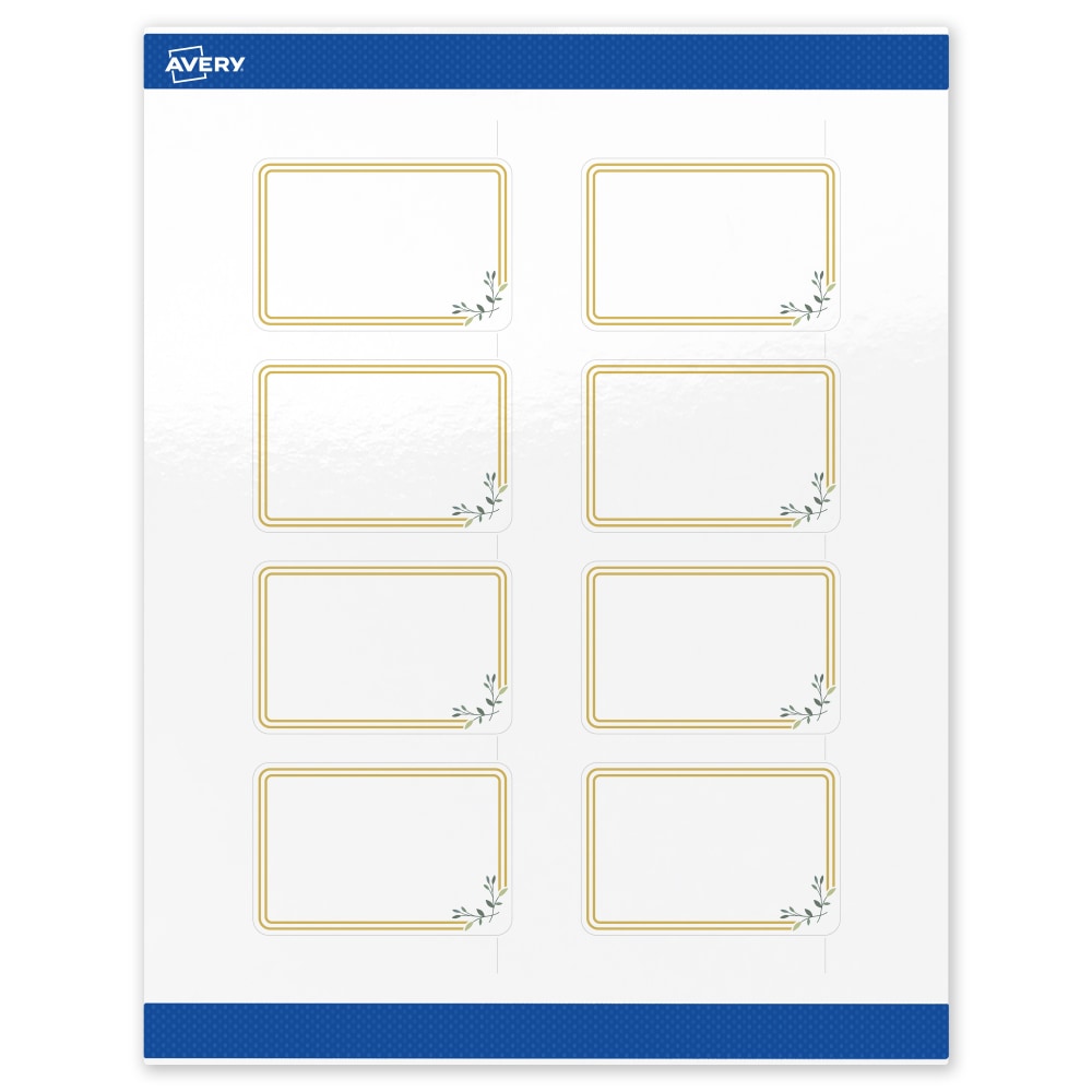 Avery Print-To-The-Edge Labels & Sure Feed, S00-DMP-PRWGP10, 2inx3in, Glossy White, Preprinted Double Gold Border & Floral Design, Pack Of 80 MPN:S00-DMP-PRWGP10