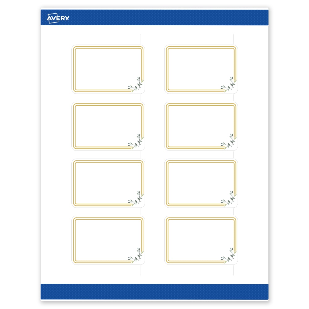 Avery Print-To-The-Edge Labels & Sure Feed, S00-DMP-PRWMP10, 2in x 3in, Matte White, Preprinted Double Gold Border & Floral Design, Pack Of 80 MPN:S00-DMP-PRWMP10