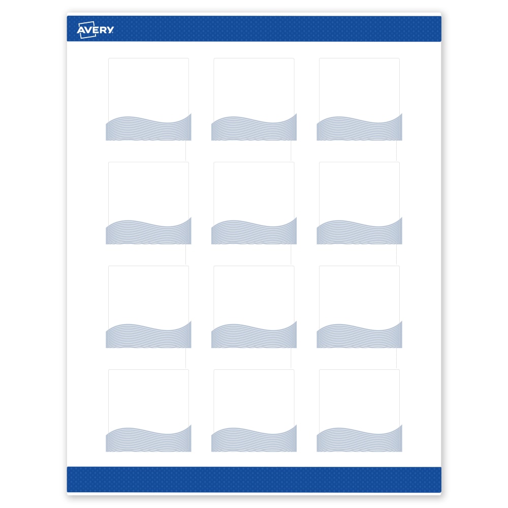 Avery Printable Labels With Sure Feed Technology, S00-ETW, Square, 2in x 2in, Matte White With Preprinted Blue Waves Design, Pack Of 120 MPN:S00-ETW-PRWMP10