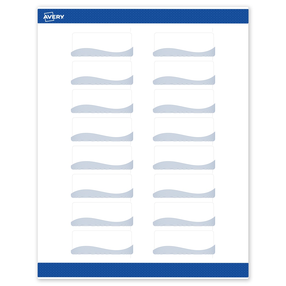 Avery Printable Labels With Sure Feed Technology, S00-ETX, Rectangle, 1in x 2-5/8in, Matte White With Preprinted Blue Waves Design, Pack Of 160 MPN:S00-ETX-PRWMP10