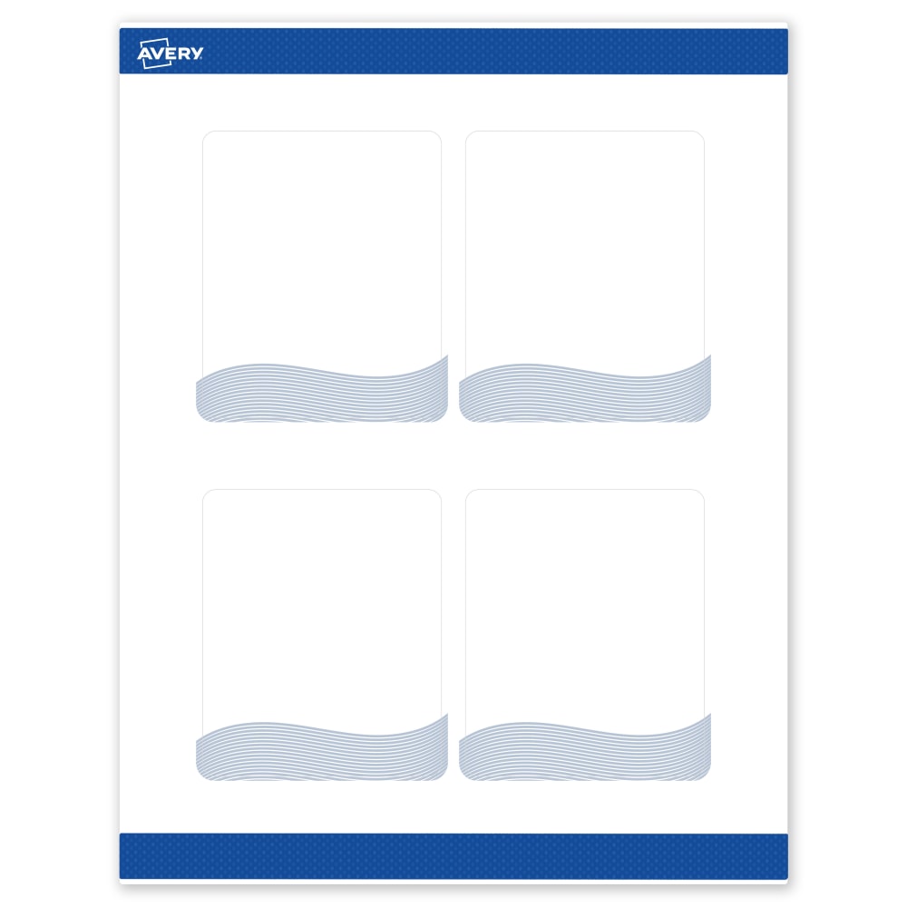Avery Printable Labels With Sure Feed Technology, S00-ETY, Rectangle, 4in x 3-1/3in, Matte White With Preprinted Blue Waves Design, Pack Of 40 MPN:S00-ETY-PRWMP10