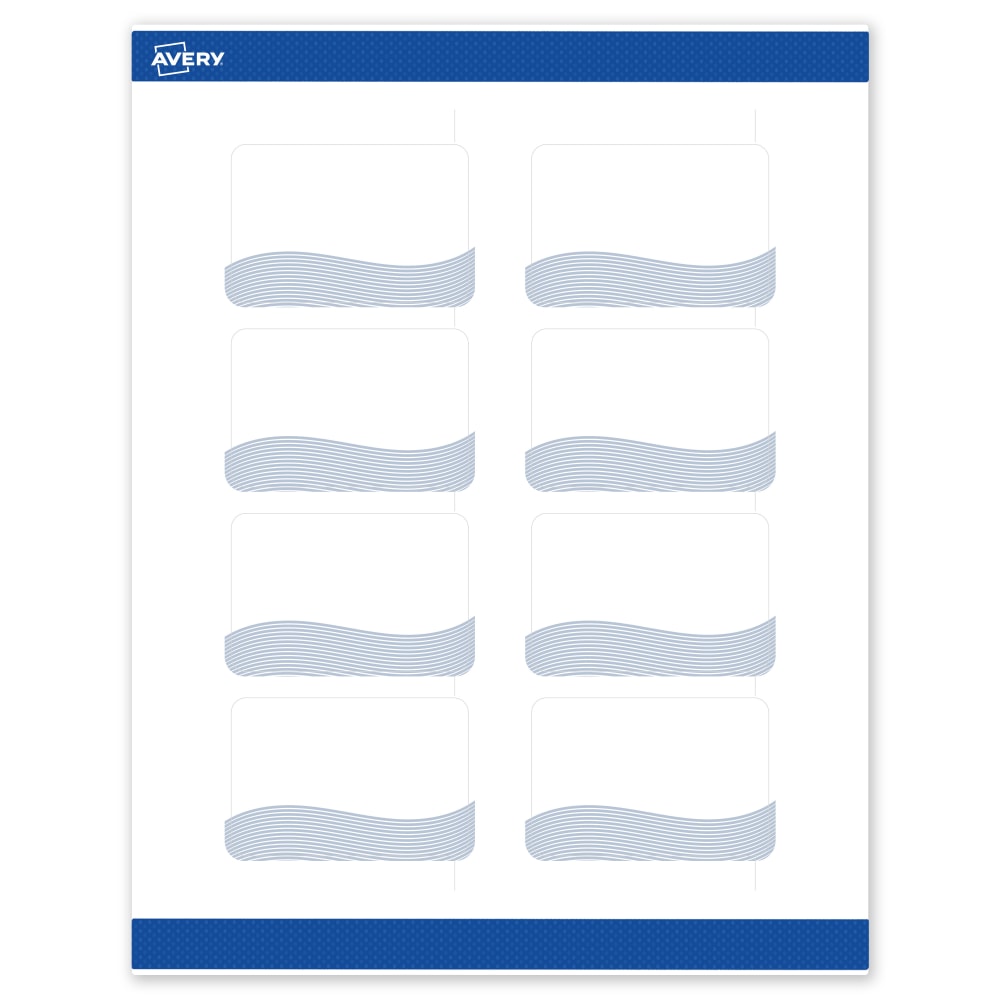 Avery Printable Labels With Sure Feed Technology, S00-ETZ, Rectangle, 2in x 3in, Matte White With Preprinted Blue Waves Design, Pack Of 80 MPN:S00-ETZ-PRWMP10