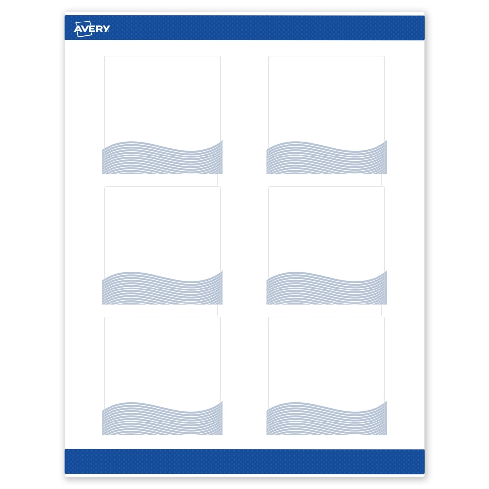 Avery Printable Labels With Sure Feed Technology, S00-EV8, Square, 3in x 3in, Matte White With Preprinted Blue Waves Design, Pack Of 60 MPN:S00-EV8-PRWMP10