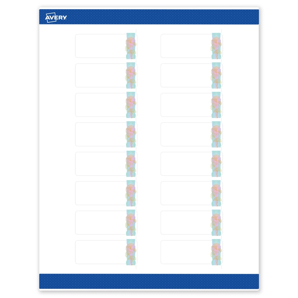 Avery Printable Labels With Sure Feed Technology, S00-EVC, 1in x 2-5/8in, Matte White With Preprinted Watercolor/Gold Leaf Design, Pack Of 160 MPN:S00-EVC-PRWMP10