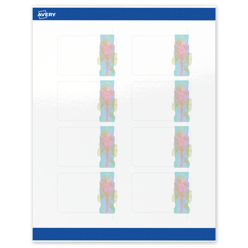 Avery Printable Labels With Sure Feed Technology, S00-EVE, Rectangle, 2in x 3in, Glossy White With Preprinted Watercolor/Gold Leaf Design, Pack Of 80 MPN:S00-EVE-PRWGP10