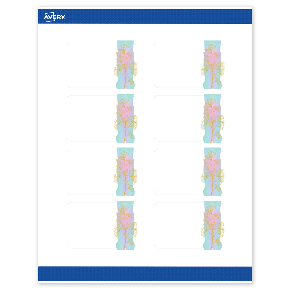 Avery Printable Labels With Sure Feed Technology, S00-EVE, Rectangle, 2in x 3in, Matte White With Preprinted Watercolor/Gold Leaf Design, Pack Of 80 MPN:S00-EVE-PRWMP10
