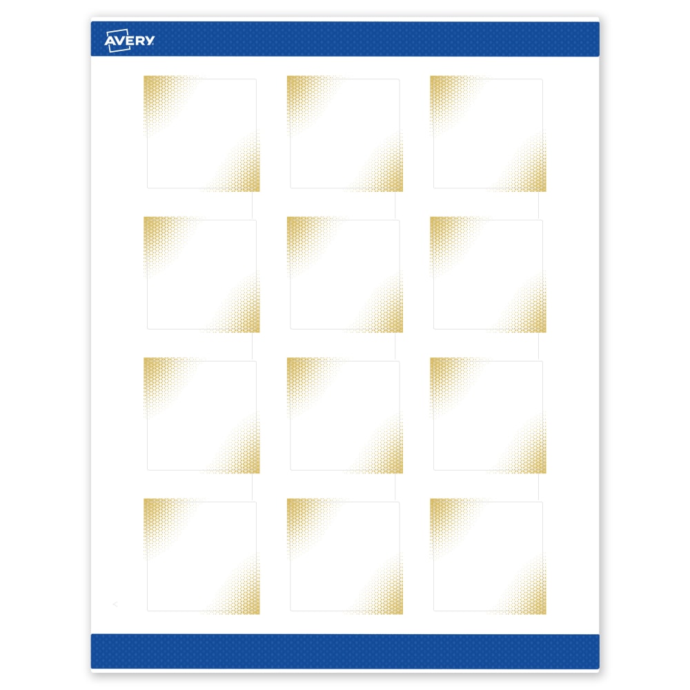 Avery Printable Labels With Sure Feed Technology, S00-EWA, Square, 2in x 2in, Matte White With Preprinted Gold-Blush Pattern, Pack Of 120 MPN:S00-EWA-PRWMP10