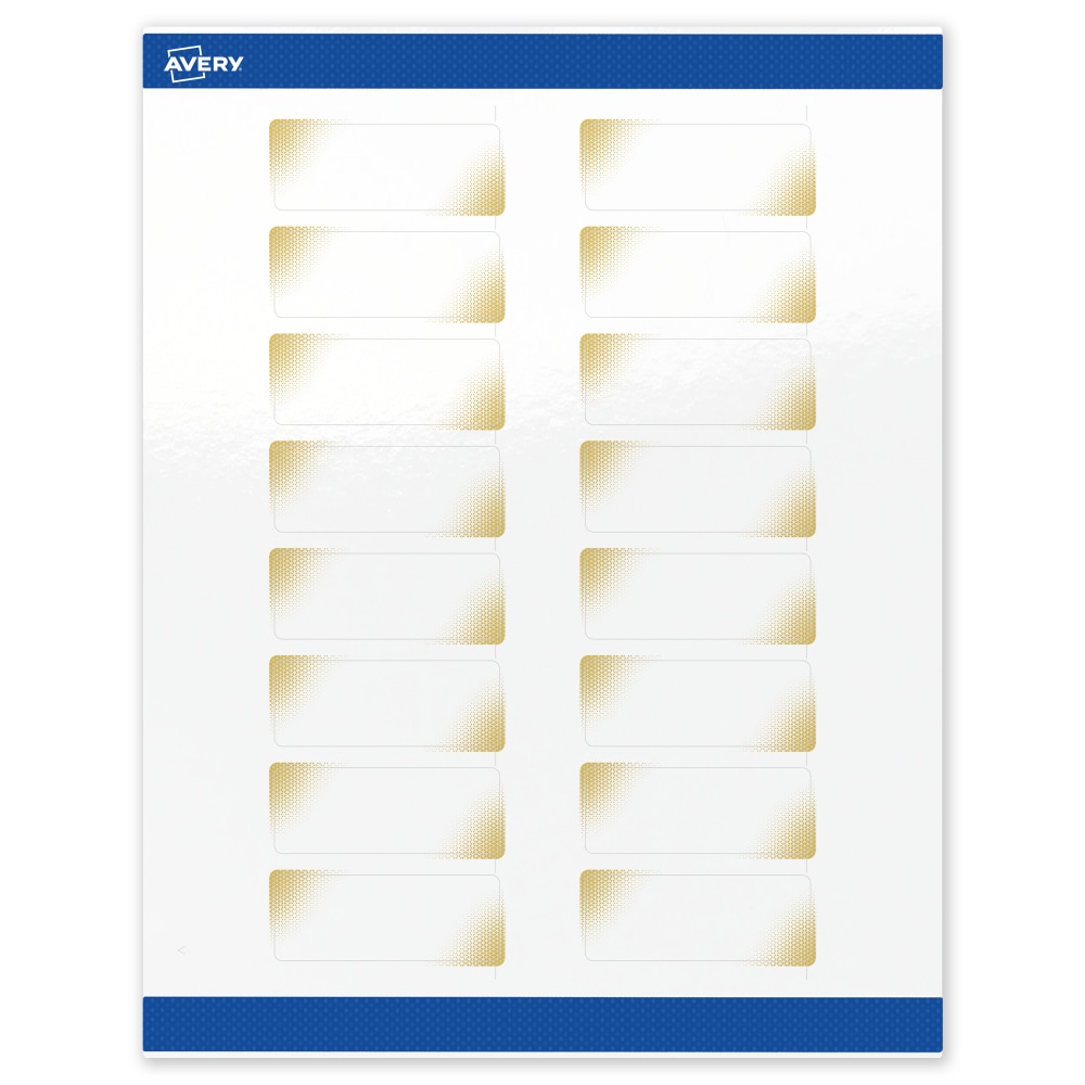 Avery Printable Labels With Sure Feed Technology, S00-EWB, Rectangle, 1in x 2-5/8in, Glossy White With Preprinted Gold-Blush Pattern, Pack Of 160 MPN:S00-EWB-PRWGP10