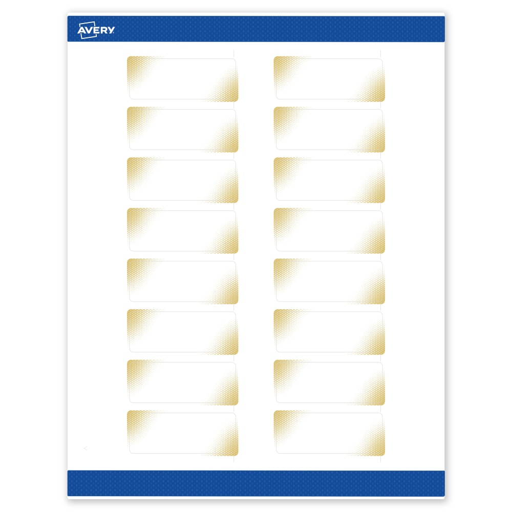 Avery Printable Labels With Sure Feed Technology, S00-EWB, Rectangle, 1in x 2-5/8in, Matte White With Preprinted Gold-Blush Pattern, Pack Of 160 MPN:S00-EWB-PRWMP10