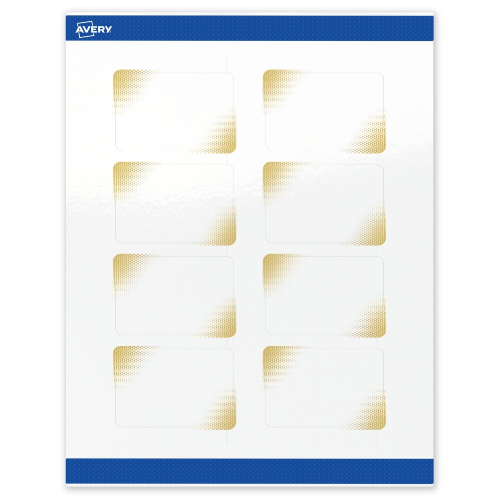 Avery Printable Labels With Sure Feed Technology, S00-EWC, Rectangle, 2in x 3in, Glossy White With Preprinted Gold-Blush Pattern, Pack Of 80 MPN:S00-EWC-PRWGP10