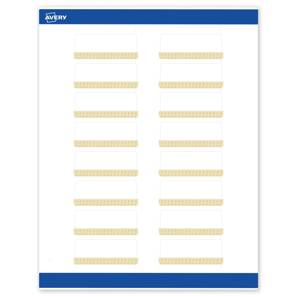 Avery Printable Labels With Sure Feed Technology, S00-EWS, Rectangle, 1in x 2-5/8in, Matte White With Preprinted Gold Lace Trim Pattern, Pack Of 160 MPN:S00-EWS-PRWMP10
