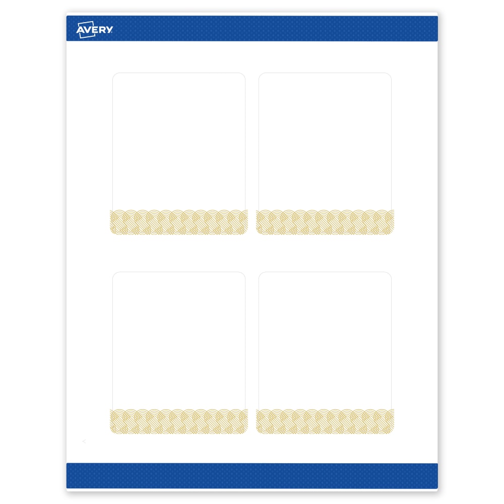 Avery Printable Labels With Sure Feed Technology, S00-EWT, Rectangle, 4in x 3-1/3in, Matte White With Preprinted Gold Lace Trim Pattern, Pack Of 40 MPN:S00-EWT-PRWMP10