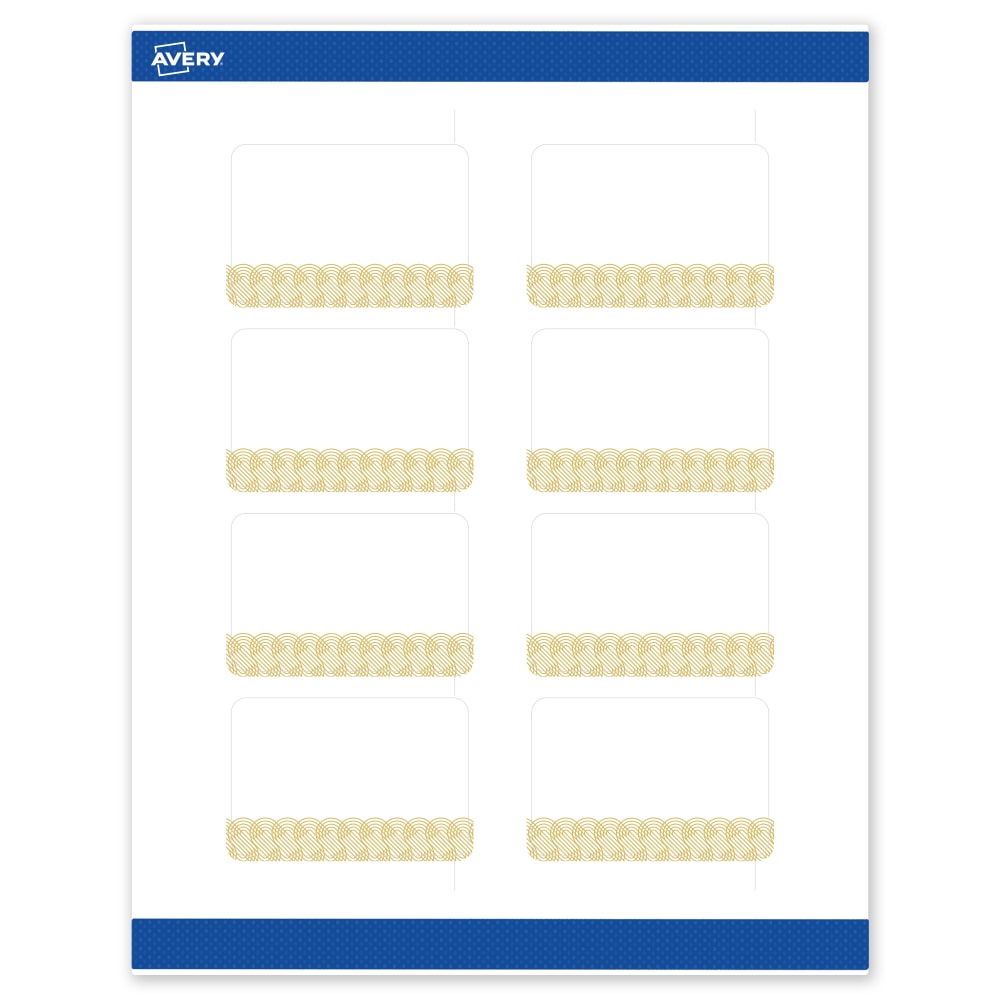 Avery Printable Labels With Sure Feed Technology, S00-EWV, Rectangle, 2in x 3in, Matte White With Preprinted Gold Lace Trim Pattern, Pack Of 80 MPN:S00-EWV-PRWMP10