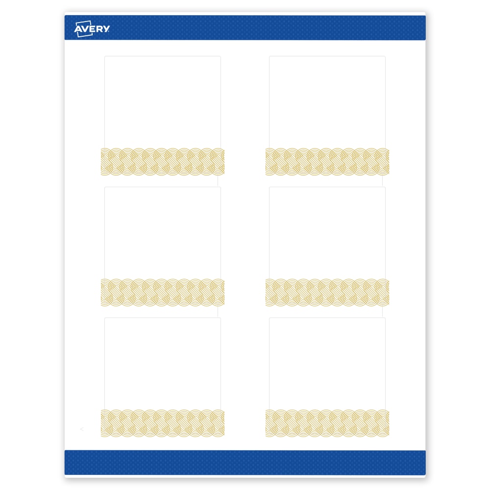 Avery Printable Labels With Sure Feed Technology, S00-EX5, Square, 3in x 3in, Matte White With Preprinted Gold Lace Trim Pattern, Pack Of 60 MPN:S00-EX5-PRWMP10