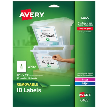 Self-Adhesive Removable Laser Id L, PK25 MPN:6465