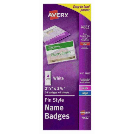 Top-Loading Pin Style Name Badges, PK24 MPN:74652