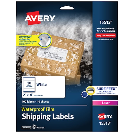 Waterproof Shipping Labels with S, PK100 MPN:15513