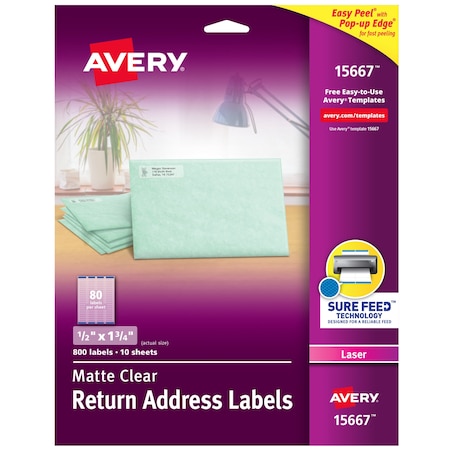 Matte Clear Return Address Labels, PK800 MPN:15667