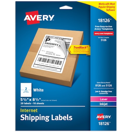 Internet Shipping Labels, TrueBloc, PK20 MPN:18126