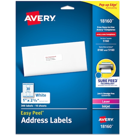 Easy Peel Address Labels, Sure Fe, PK300 MPN:18160
