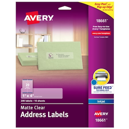 Matte Clear Address Labels, Sure, PK200 MPN:18661