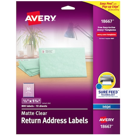 Matte Clear Return Address Labels, PK800 MPN:18667