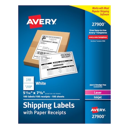 Shipping Labels/Paper Receipt, 5-1, PK100 MPN:27900