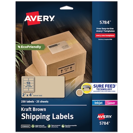 Shipping Labels, Permanent Adhesi, PK250 MPN:5784