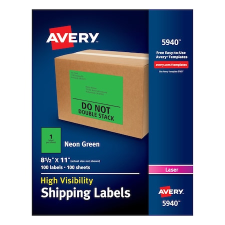 Labels, Laser, 8-1/2, PK100 MPN:5940