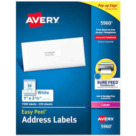 Easy Peel Address Labels, Sure F, PK7500 MPN:5960