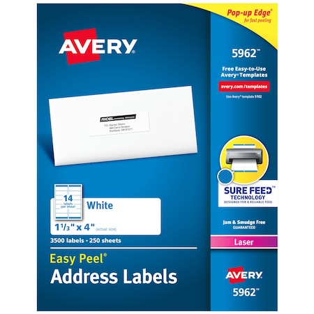 Easy Peel Address Labels, Sure F, PK3500 MPN:5962