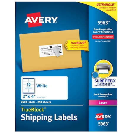 TrueBlock Shipping Labels, Sure, PK2500 MPN:5963
