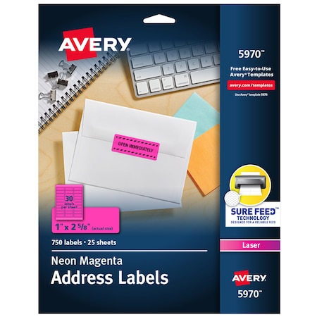 Neon Address Labels with Sure Fee, PK750 MPN:5970