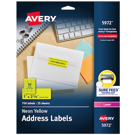 Neon Address Labels with Sure Fee, PK750 MPN:5972