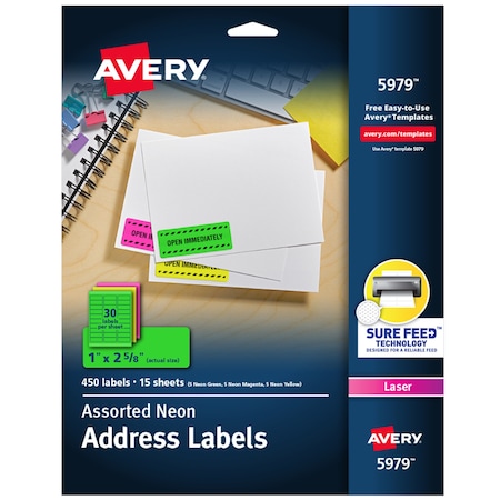 Neon Address Labels with Sure Fee, PK450 MPN:5979