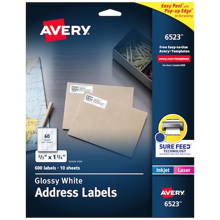 Address Labels, Sure Feed Techno, PK600 MPN:6523