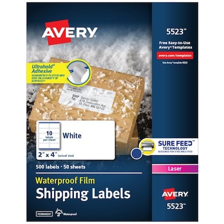Laser Label, 4 in Label W, 2 in Label H, 10 Labels per Sheet White MPN:727825523